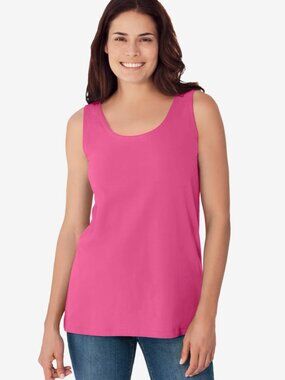 Woman Within Ribbed Scoop Tank Top Stretchy Pink size 3X 30/32